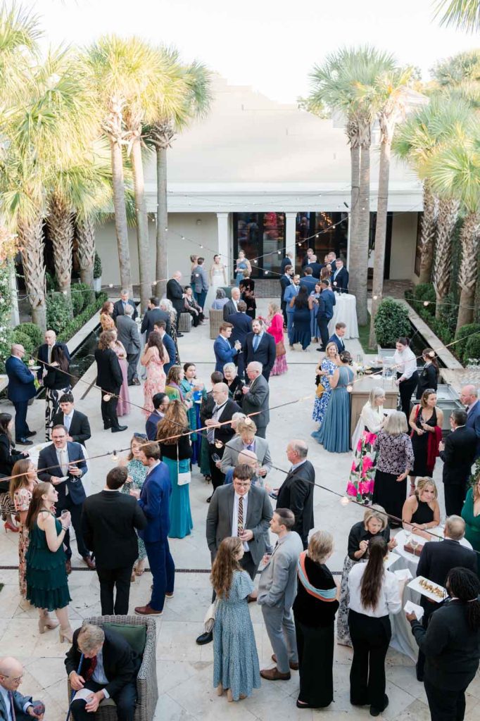 overview of wedding reception at Cannon Green courtyard