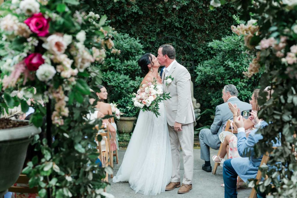 newlyweds first married kiss at the Parsonage